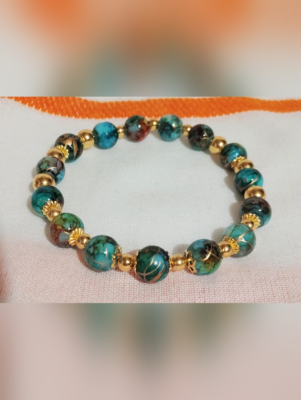 Handmade Glass Bracelet One Of A Kind. Cyan Mix And Blue. Lot Of 3 Size 7'' - Picture 11 of 17